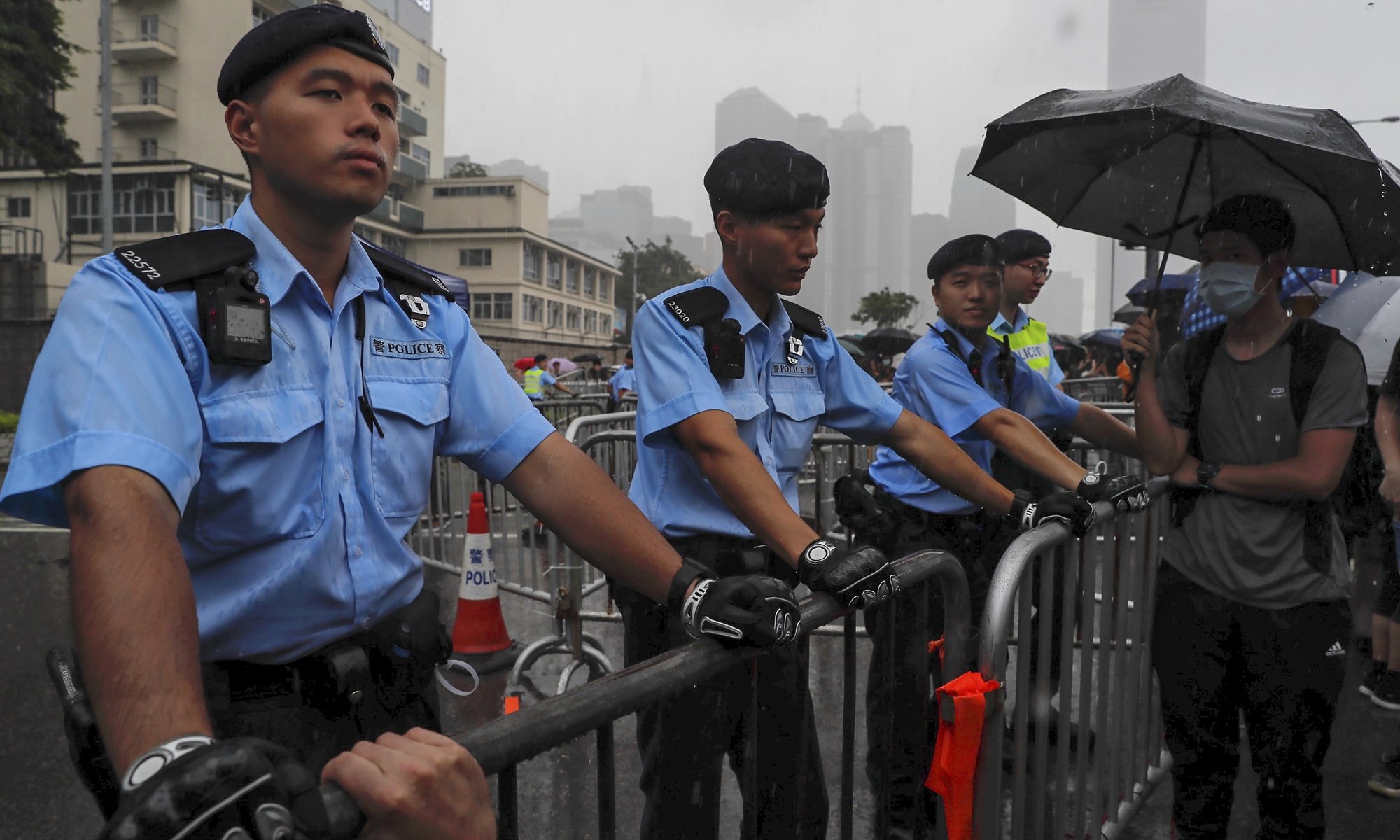 Hong Kong police officers.