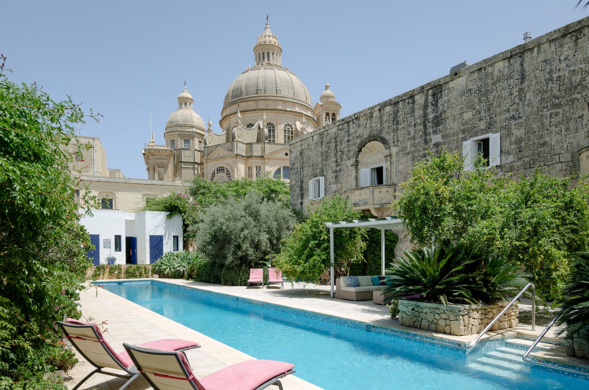 Courtyard with swimming pool.