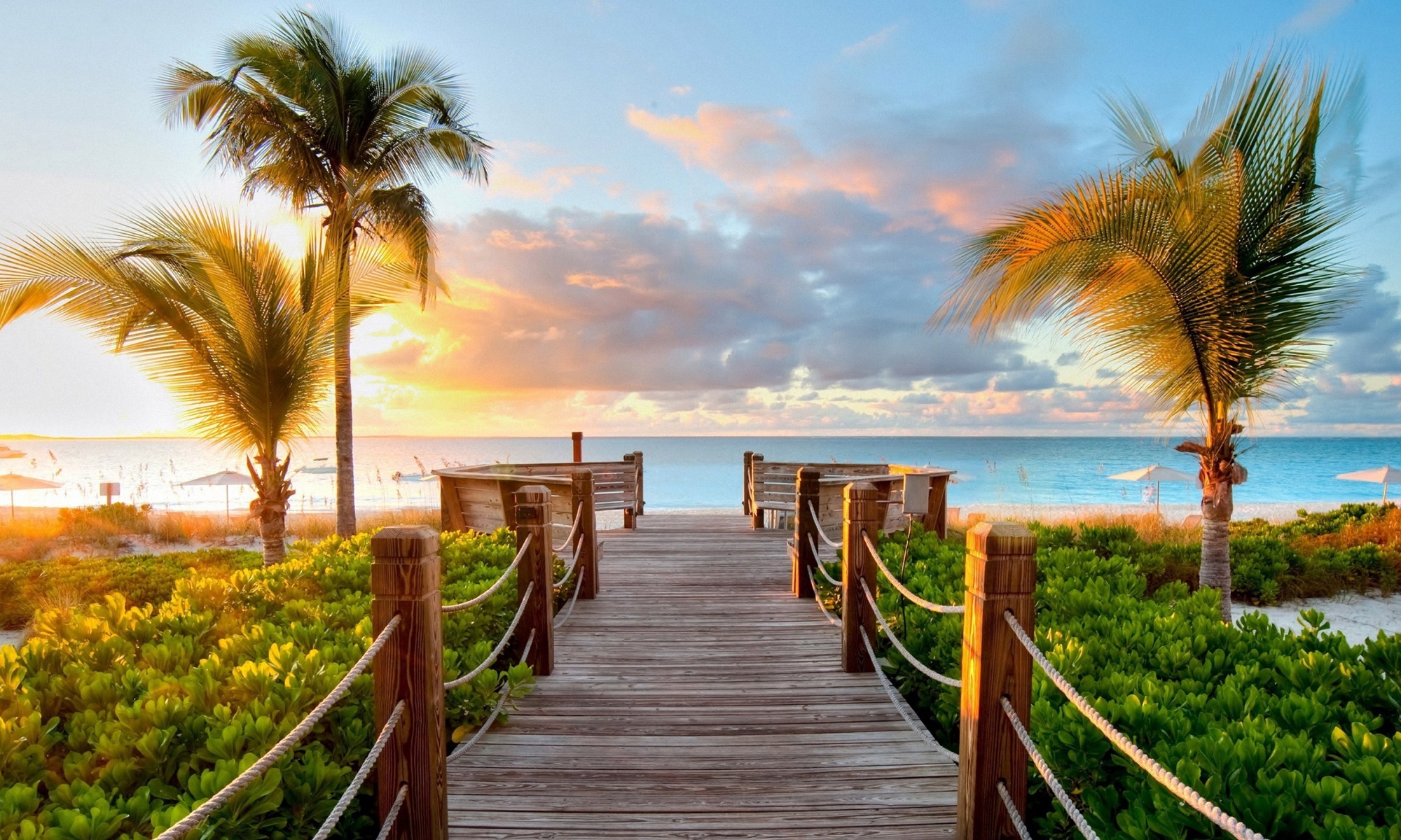 Sunset on a tropical beach.