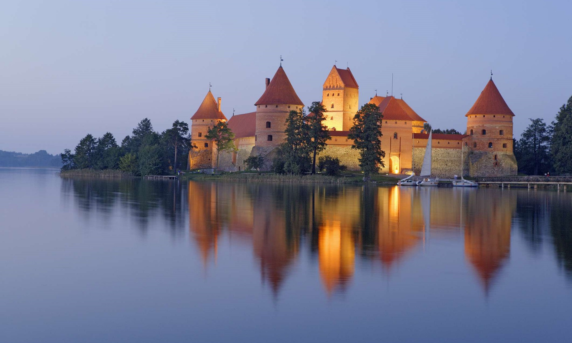 Castle on a lake.