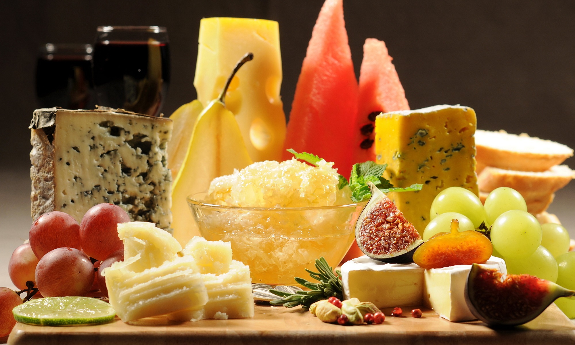 French cheese and fruits.