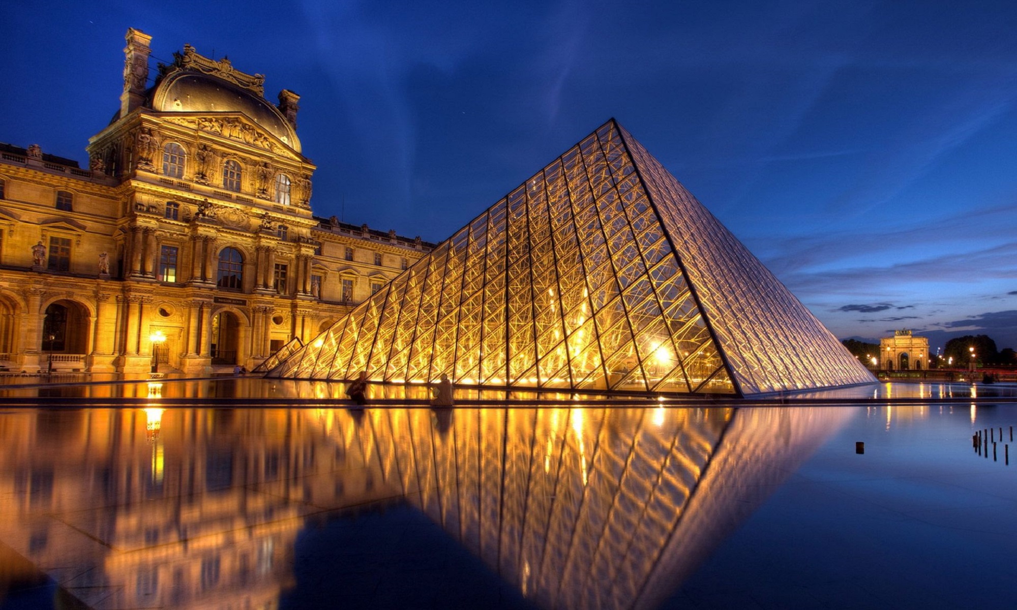 Louvre at night.