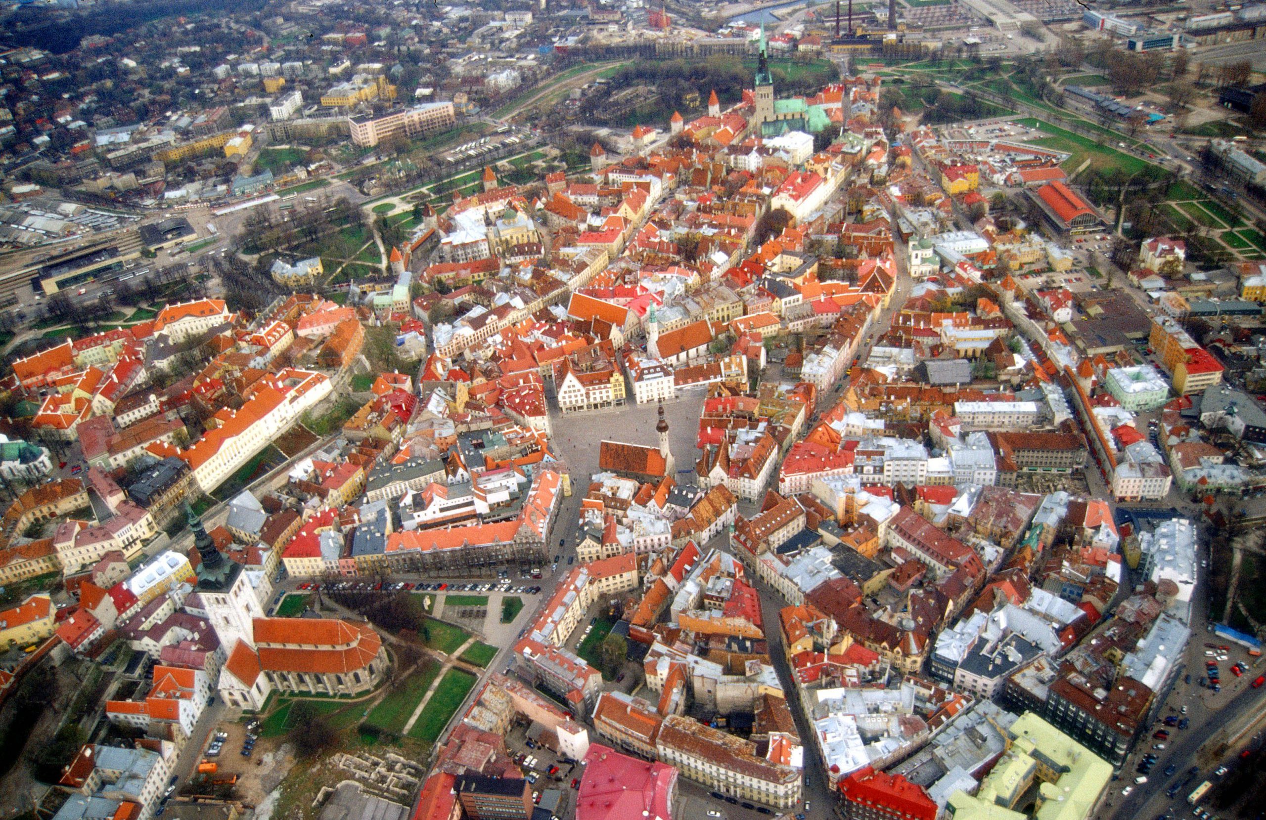 Tallinn old city aerial view