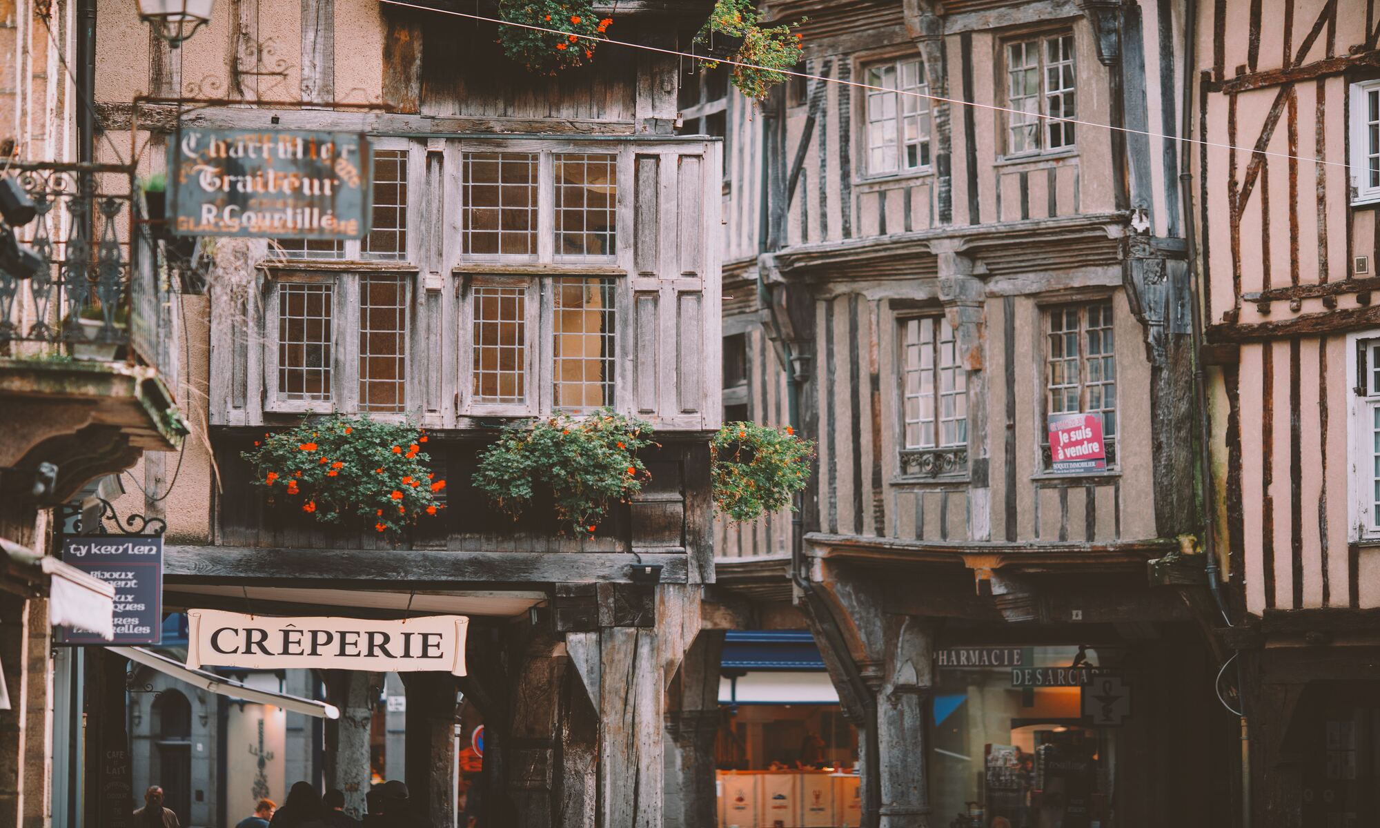 Street in France with creperie