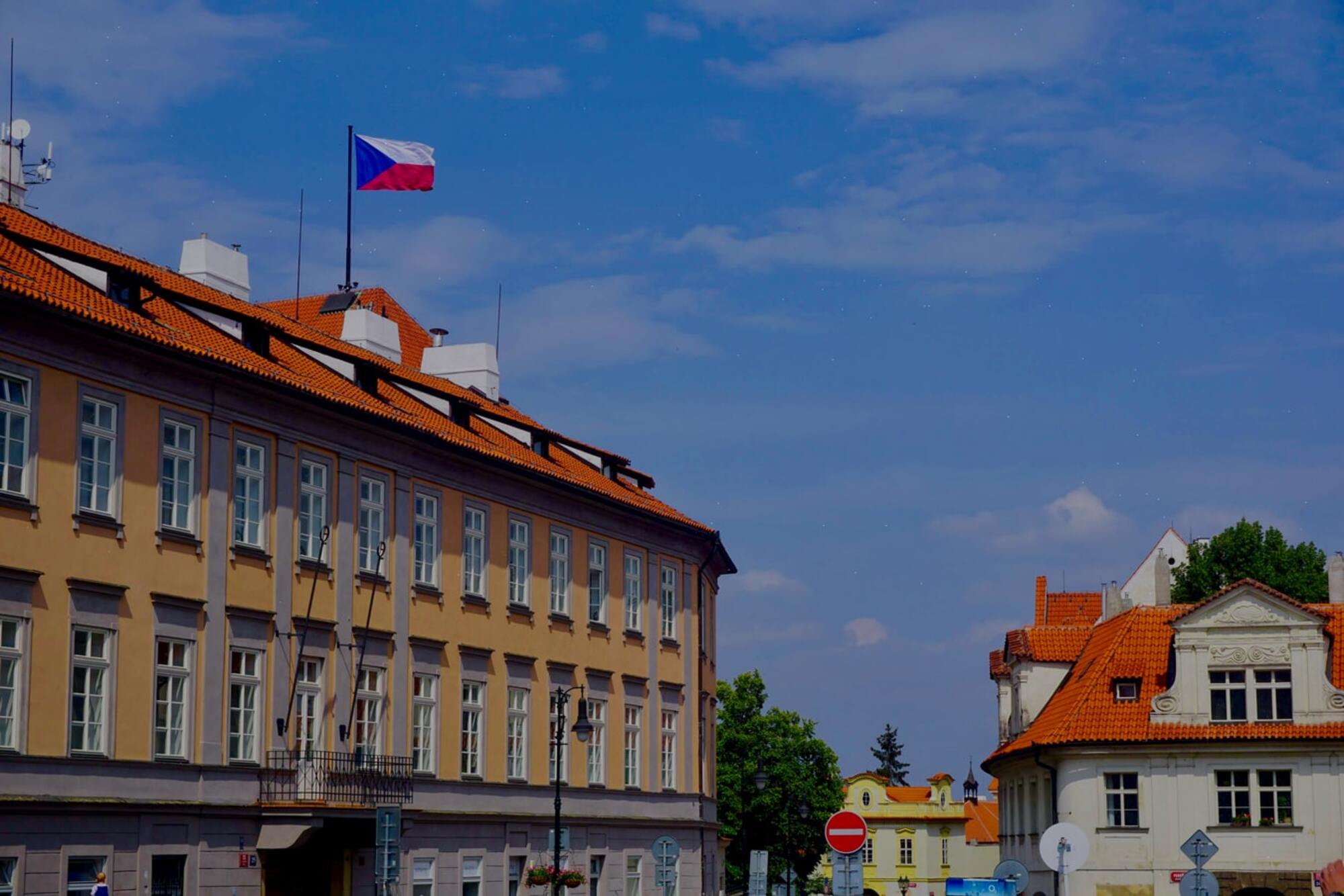 Prague and flag of Czechia