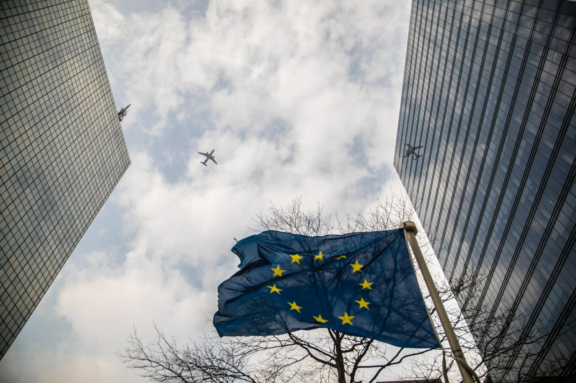 Airplane and European flag