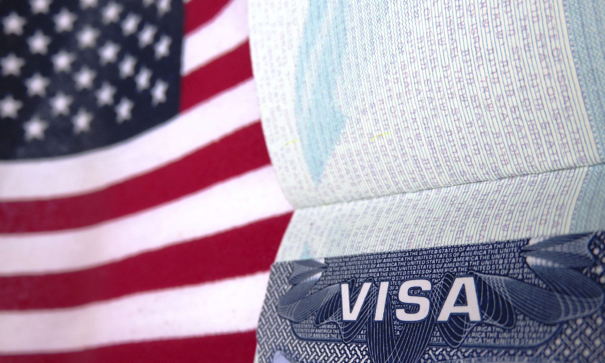American flag and visa